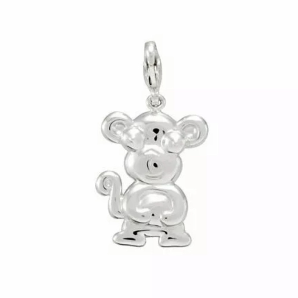 Sterling Silver Monkey Charm Lobster Clasp